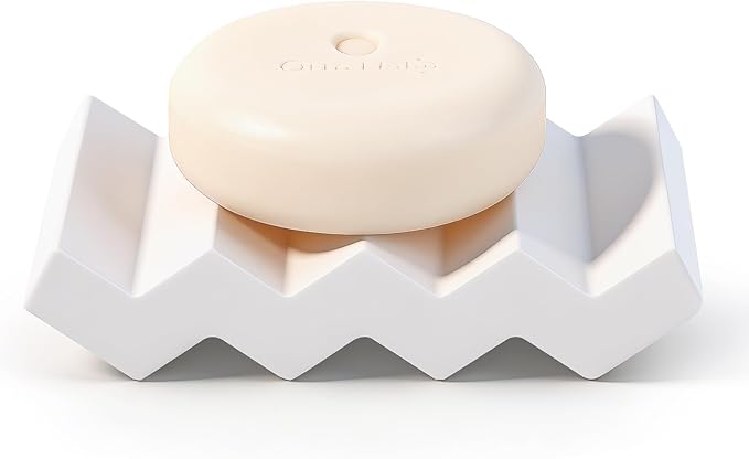 Self Draining Bar Soap Holder Diatomite Soap Dish Fast Drying Soap Saver Small Sponge Caddy for Shower, Bathroom, Kitchen Sink, White