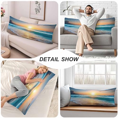 Couch Pillows Decorative Body Pillow Cover Ocean Beach Rectangle Body Pillowcase for Men Women, Hawaii Ocean Sea Sunset Body Pillow Covers 20" X 54" Cushion Cases for Sofa Bed - Image 5