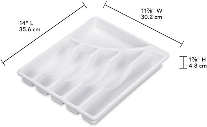 STERILITE Cutlery Tray, 11-3/4 in W, 1-7/8 in D, Plastic, White, 14-1/8" x 11-3/4" x 1-7/8"