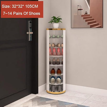 7-Tiers Round Metal Shoe Rack, 360° Rotation Shoe Storage Shelf Organizer for Entryway Living Room Hallway Shoe Cabinet