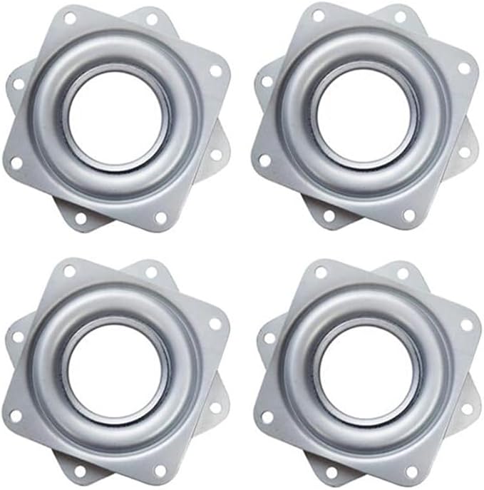 4 Inch Lazy Susan Hardware Square Metal 360˚ Turntable Bearings, Silver 300lbs Capacity Steel Ball Bearing Rotating Serving Tray Plate for Kitchen Cabinet, Craft Project, Monitor(4 Pack)