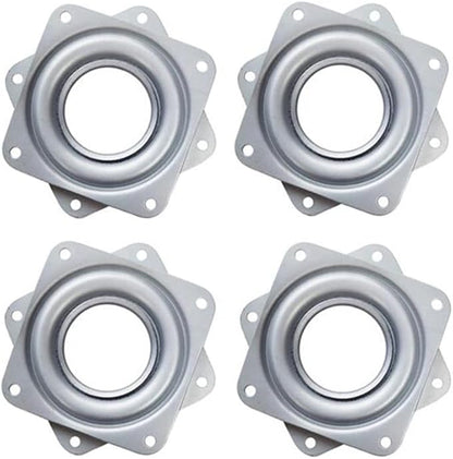 4 Inch Lazy Susan Hardware Square Metal 360˚ Turntable Bearings, Silver 300lbs Capacity Steel Ball Bearing Rotating Serving Tray Plate for Kitchen Cabinet, Craft Project, Monitor(4 Pack)