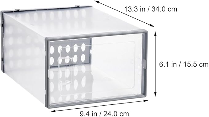 OSALADI Shoe Storage Boxes with Dustproof and Moisture-resistant Design Gray Plastic Shoe Organizer 34x15.5x24cm 3pcs for Home Closet