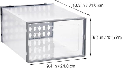 OSALADI Shoe Storage Boxes with Dustproof and Moisture-resistant Design Gray Plastic Shoe Organizer 34x15.5x24cm 3pcs for Home Closet
