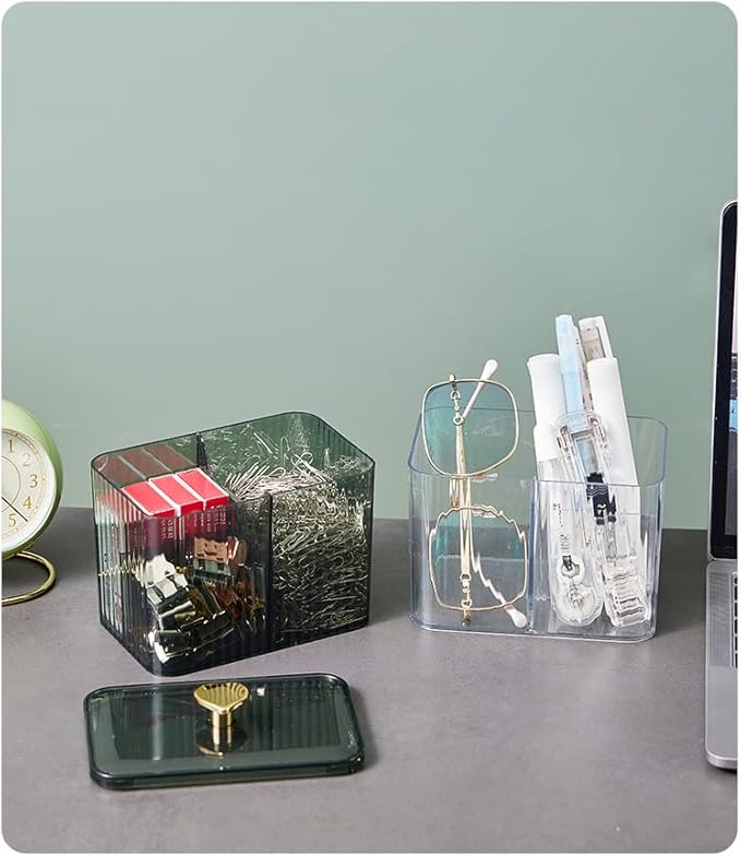 Qtip Fashion Clear Dispenser, Apothecary Box Acrylic Organizer for Q-tips, Cotton Swabs, Cotton Rounds - Green