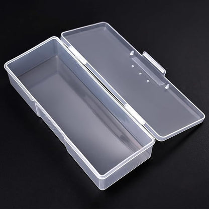 Transparent Box Storage Case for Nail Art Equipment Manicure Tool Organzing Pedicure Tool Empty Plastic Box (White)