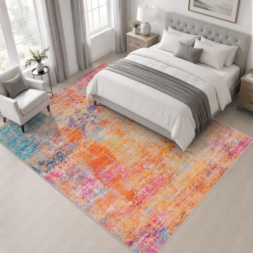 Area Rug Living Room: 5x5 Modern Washable Soft Carpet Galaxy Haze - Image 3