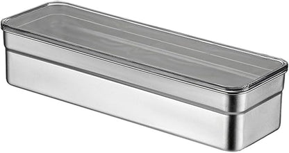18/8 Stainless Steel Flatware Tray Kitchen Drawer Organizer with Lid and Drainer Stackable Utensil Holder for Countertop Large Capacity Silverware Tray Flatware Organizers