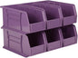 Hudson Exchange 11" x 5-1/2" x 5" (6 Pack) Plastic Stackable Storage Bin and Hanging Container, Purple