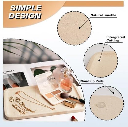 Limetsone Absorbent Vanity Tray for Bathroom Counter-12 X7 Decorative Tray for Perfume, Candles, Stone Jewelry Dish Tray