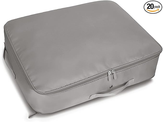 Mecolor Space Saver Compression Storage Bags, Clothes Storage, Bedding Storage, Duvet Storage, Bedding Organiser with Zipper, Pillow, Carrier Bag Storage (lightgray, L)