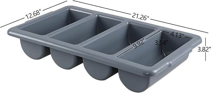 Obstnny 4-Pack Commercial Cutlery Bin, 4-Compartment Plastic Silverware Organizer Trays