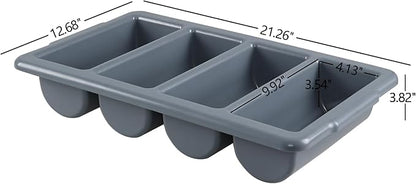 Obstnny 4-Pack Commercial Cutlery Bin, 4-Compartment Plastic Silverware Organizer Trays