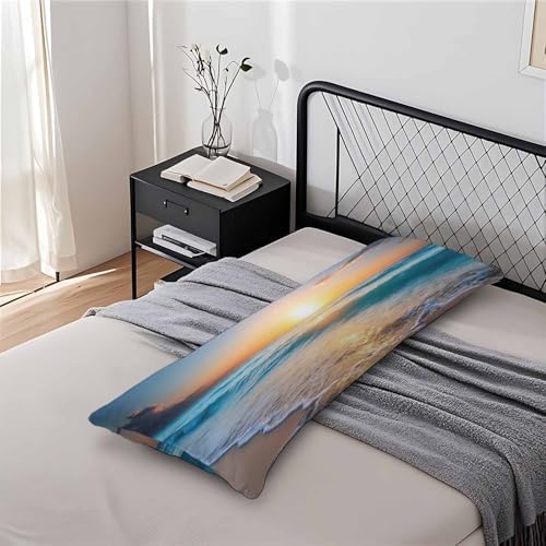 Couch Pillows Decorative Body Pillow Cover Ocean Beach Rectangle Body Pillowcase for Men Women, Hawaii Ocean Sea Sunset Body Pillow Covers 20" X 54" Cushion Cases for Sofa Bed - Image 7