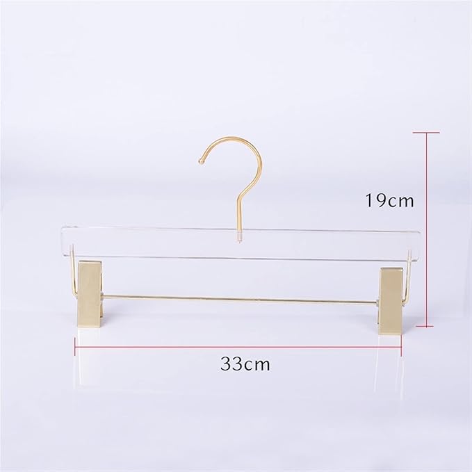 10 Pieces of Acrylic Transparent Gold Hook Hanger Acrylic Hanger with Gold Clip Clear Acrylic Hanger Pants Hanger Clip Skirt Display