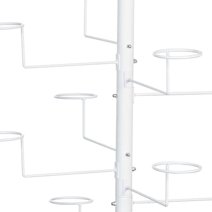 MyGift Freestanding Cowboy Hat Rack Stand for Display, 360 Degree Rotating Wig Tree, Baseball Cap Organizer with 20 Customizable Circular Hooks, 6 Foot Height, White Metal