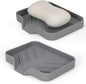 Silicone Soap Dish for Shower with Self Draining, 2 Pack Soap Holder for Bathroom, Silicone Sponge Holder for Kitchen Sink, Soap Tray for Dispenser, Scrubber, Bottle, 4.7"×3.9", Gray