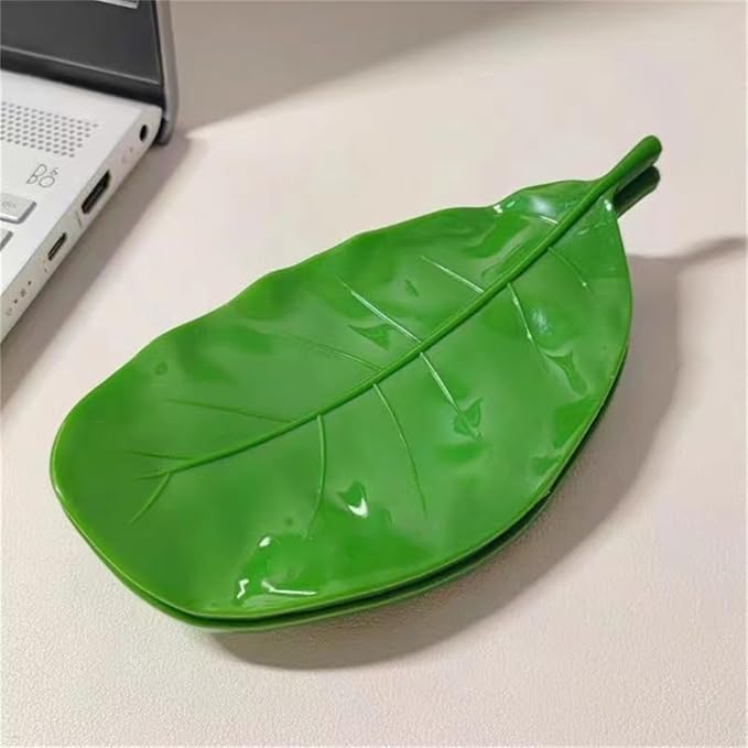 1Pcs Creative Simulated Leaf Soap Box - Bathroom Soap Holder, Ideal for Scented Soaps, Efficient Drainage for Laundry Soap, Elegant Soap Storage Rack (Green)