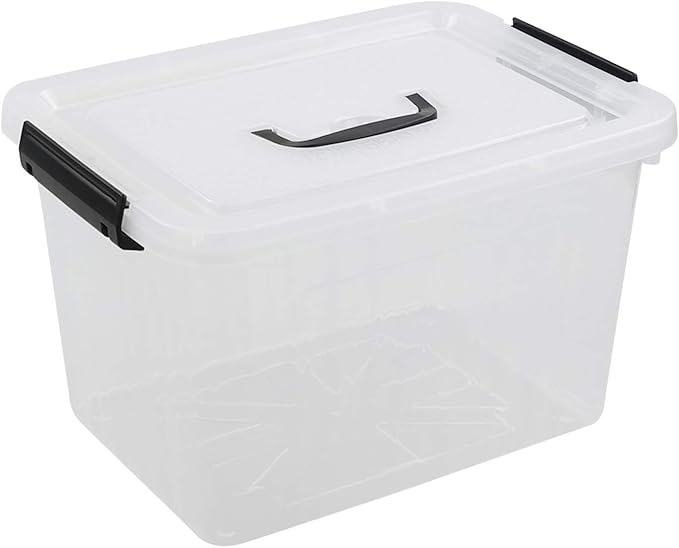 1-Pack Plastic Storage Box, Clear Latch Box with Handle and Lid, 10 L