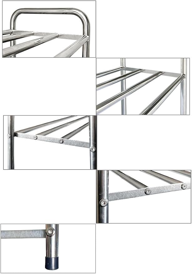 3 Tier Expandable Shoe Rack for Closet, Stainless Steel Shoe Shelf, Strong Weight Capacity Shoes Organizer, Easy to Install and Saving Space Standing Shelf with Sturdy Frame(3 Tier)