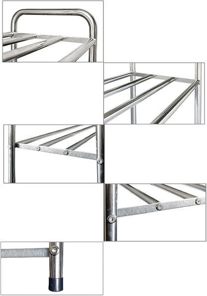 3 Tier Expandable Shoe Rack for Closet, Stainless Steel Shoe Shelf, Strong Weight Capacity Shoes Organizer, Easy to Install and Saving Space Standing Shelf with Sturdy Frame(3 Tier)