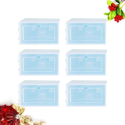 Cabilock 6pcs Transparent Stackable Thicken Plastic Storage Containers for Organizing Shoes Closet and Entryway Use