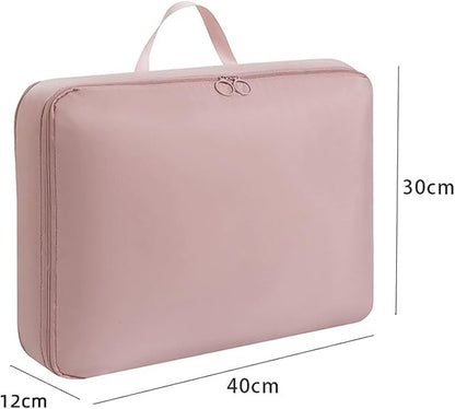 Mecolor Space Saver Compression Storage Bags, Clothes Storage, Bedding Storage, Duvet Storage, Bedding Organiser with Zipper, Pillow, Carrier Bag Storage (pink, L)