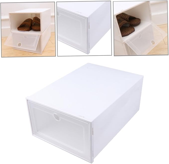6pcs Transparent Stackable Shoe Boxes Drawer Type Superimposed Shoes Container Space-saving Plastic Organizer for Men