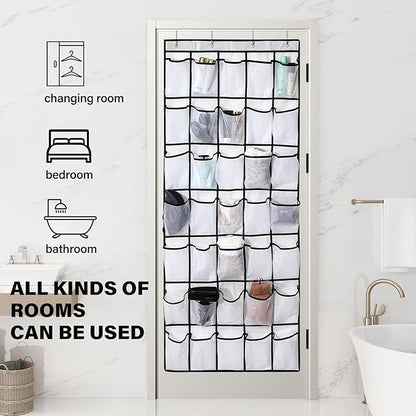 40 Mesh Pocket Over the Door Shoe Organizer,Hanging Shoe Rack for Closet Storage Holder for Dorm Room College Classroom Storag(Grey)