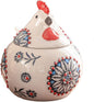Ceramic Chicken-Shaped Seasoning Jar, Kitchen Condiment Box with Spoon and Lid, Moisture-Proof Household Storage Container (Blue)