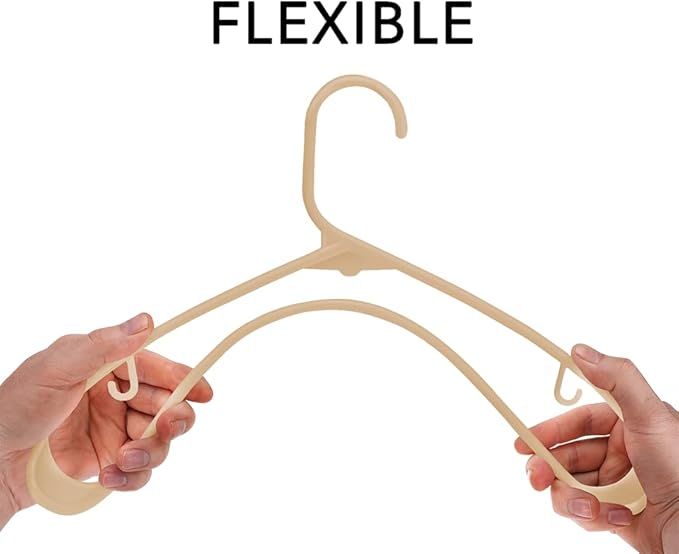 Sharpty Plastic Hangers Clothes Hangers for Clothing, Closet, Coats & Shirts - Durable & Space Saving - for Everyday Standard Use, Room Essentials & Basics - 60 Pack - Beige