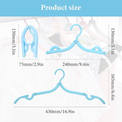 20PCS Multifunctional Plastic Folding Hanger, Retractable Portable Travel Hangers, Foldable Coat Hanger Folding Hangers for Traveling, Space Saving Clothes Hangers Portable Travel Hangers (Black)
