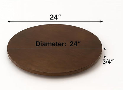 24" Lazy Susan Turntable – Rustic Dark Brown Color, 3/4" Thick, Smooth Rotation – Ideal for Kitchen, Dining Table, Entertaining & DIY Projects (Brown-Rustic, 24)
