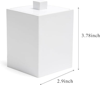 Bathroom Qtip Holder, Resin Cotton Swab Holder with Lid Qtip Holder Dispenser for Cotton Ball Bath Salts Storage Christmas Birthday Anniversary, Matte White