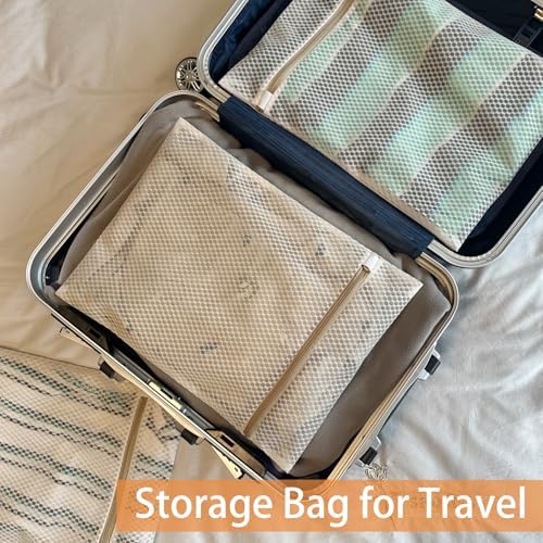 6 Pcs Durable Honeycomb Mesh Laundry Bags for Delicates (6 M Beige) - Image 4
