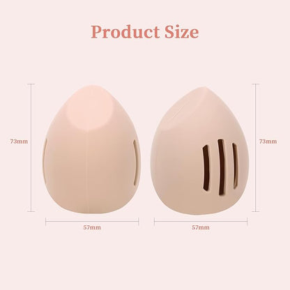 3 Pcs Makeup Sponge Holder, Cosmetic Travel Cases, Egg-shaped Blender Storage, Durable Silicone Organizer for Wet or Dry Makeup Sponges, Space-Saving, Easy to Clean (white/pink/khaki)