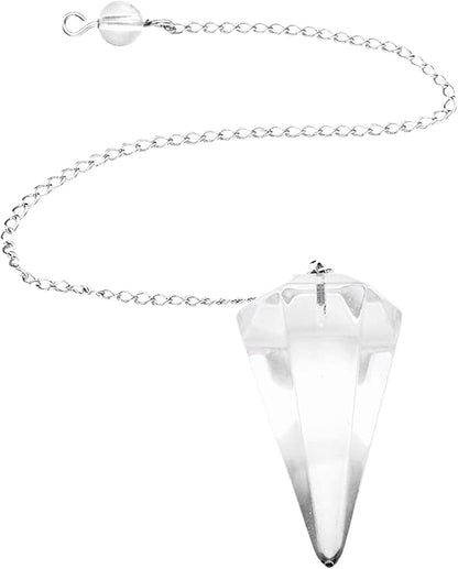 Faceted Mixed gemstone crystal pendulum point reiki chakra pendant bead Chain 6''