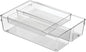 mDesign Plastic Stackable Kitchen Storage Drawer Organizer Bin with 2-Tier Tray for Cabinet, Pantry, Drawer, Refrigerator, Freezer - Hold Utensils, Flatware, Appliances - Ligne Collection - Clear