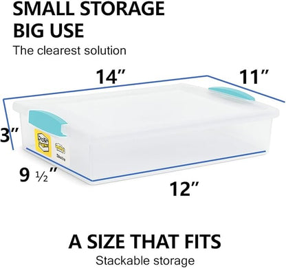 Tribello Plastic Storage Containers With Lids For Organizing, 6 Quarts - (Large - 14 x 11 x 3)