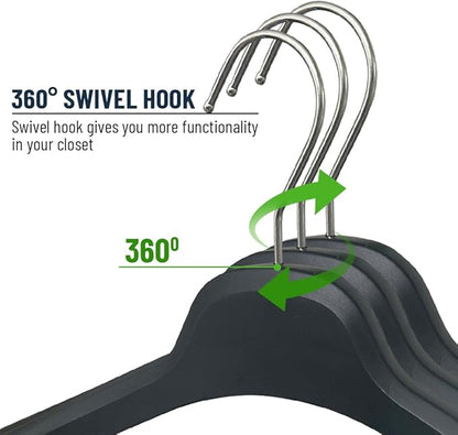 All Hung Up Hangers Plastic Coat Hangers, Clothes Hangers, (Black, 12pk)