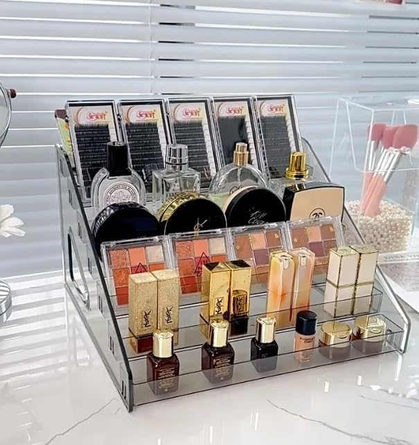 Pero Pero Nail Polish Organizer Acrylic Display Rack for Nail Polish Holder Sunglasses Organizer Essential Oils Holder Clear Eyeglasses Display Case Makeup Organizer