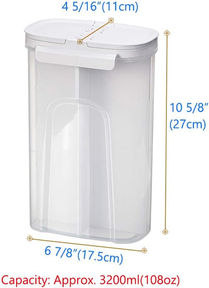 Poeland Storage Jars Canisters with Built-in partition / 4 compartments for Spaghetti Pasta Noodles Cereal - White