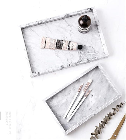 12 x 8 inch Real Natural Marble Vanity Tray, Genuine Marble Storage Tray for Cosmetics/Jewelry, Non-Resin/Non-Ceramic, Dresser Organizer Tray, Bathroom Tray, Home Decor, Kitchen, Coffee Table