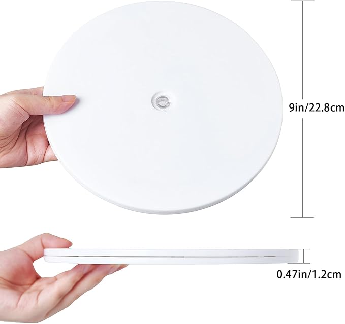 9 inch Lazy Susan Turntable White Acrylic Ball Bearing Rotating Tray for Spice Rack Table Cake Kitchen Pantry Decorating Bathrooms TV Laptop Computer Monitor, 50-lb Load Capacity (360˚ Rotation)