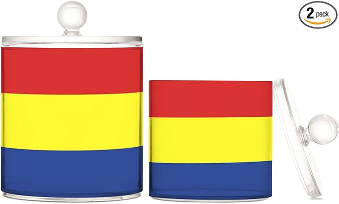 DOMIKING Austronesian Flag 2 Pack Bathroom Canisters Cotton Swab Holder Dispenser Plastic Cotton Ball Jar Acrylic Storage Containers for Cotton Ball Cotton Swab Cotton Round Pads