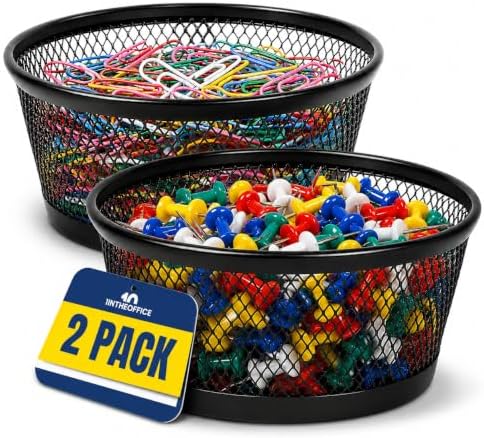 1InTheOffice Mesh Paper Clip Holder for Desk, Paperclip Holder, 2 Pack by 1InTheOffice