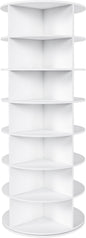 360-Degree Rotating Shoe Rack Tower with 7-Tier Lazy Susan, 28-Pair Capacity Shoe Organizer & Storage Cabinet - Space Saving Shoe Shelf for Closet Hallway Modern Home
