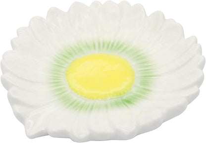 Self Draining Soap Dish Inspired by Daisy Flower Ceramic Waterfall Soap Dish Soap Savers for Bathroom,Shower,Bar Counter