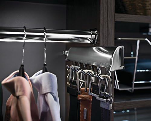 Hafele Belt Rack, Synergy Collection (Matt Aluminum with Chrome, 5 Hook, 11 7/8")
