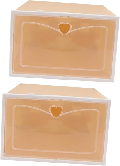PRETYZOOM Male Shoe Box Storage 2 Pack of Footwear Containers Simple and Practical Design